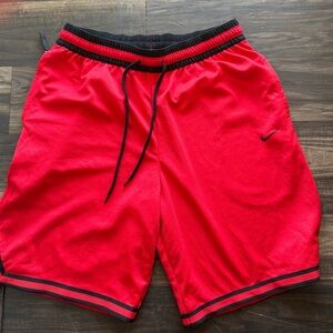 Nike Men's Red Athletic Shorts with Black Waistband size lg